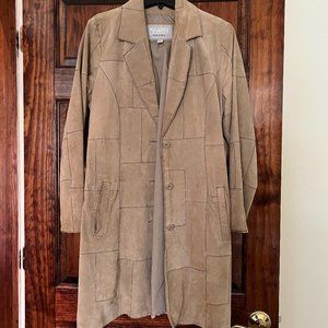 Suede Patchwork Trench Coat